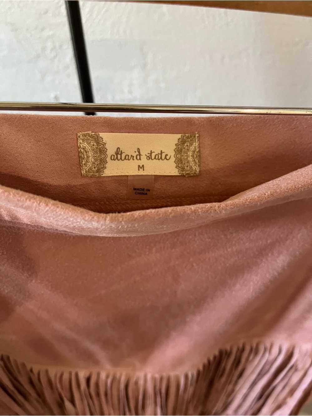 Altar'd State Dusty Rose Fringe Midi Dress